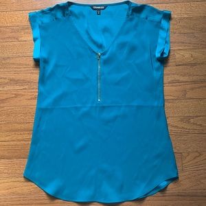 Silky zipper front shirt